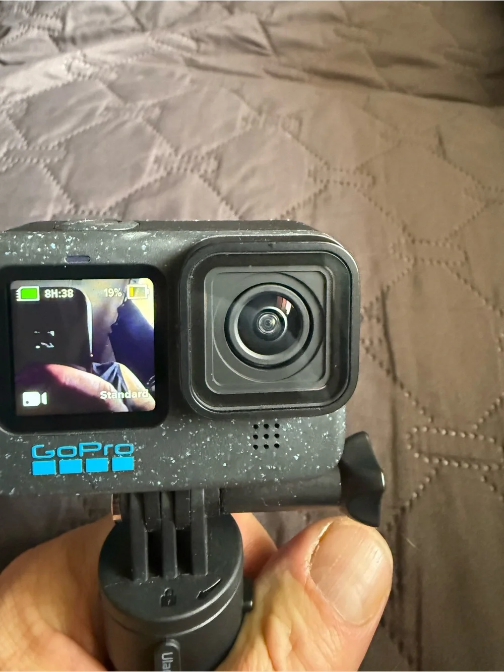 GoPro Black Speckled Action Camera with Blue Logo